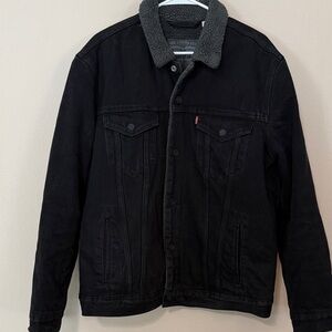 Levi's Men's Black Sherpa-Lined Jacket
